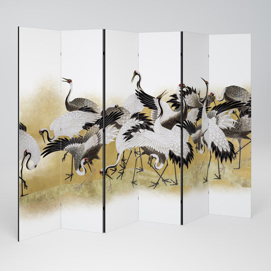 Paravento decorativo a 6 pannelli JAPANESE FLOCK OF CRANES