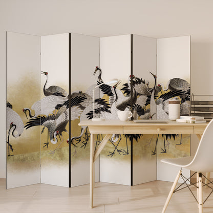 Paravento decorativo a 6 pannelli JAPANESE FLOCK OF CRANES
