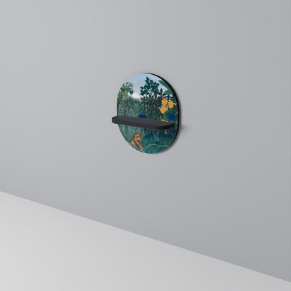 THE REPAST OF THE LION Oval Art Shelf In Black Finish