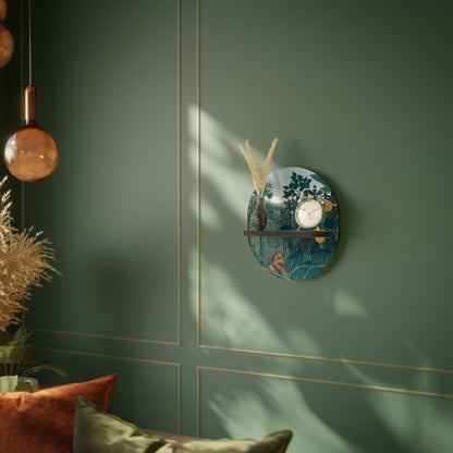 THE REPAST OF THE LION Oval Art Shelf In Black Finish