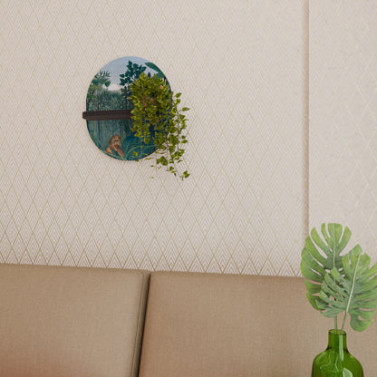 THE REPAST OF THE LION Oval Art Shelf In Black Finish