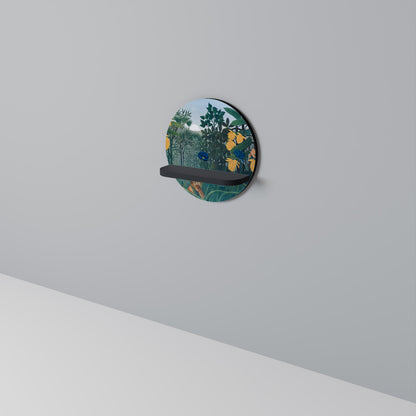 THE REPAST OF THE LION Round Art Shelf In Black Finish