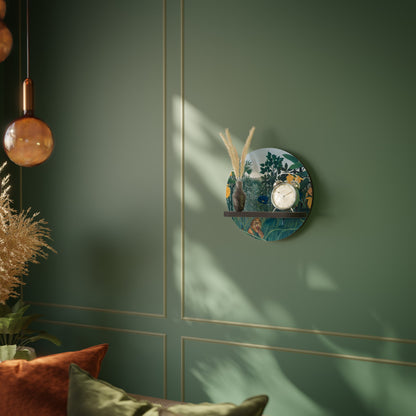 THE REPAST OF THE LION Round Art Shelf In Black Finish