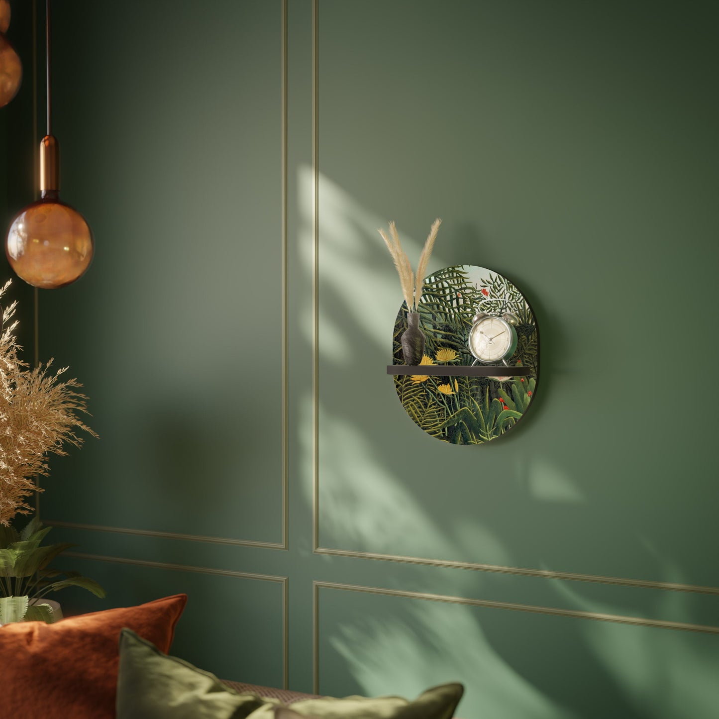 VIRGIN FOREST WITH SUNSET Mensola Ovale Decorativa con Finitura Nera