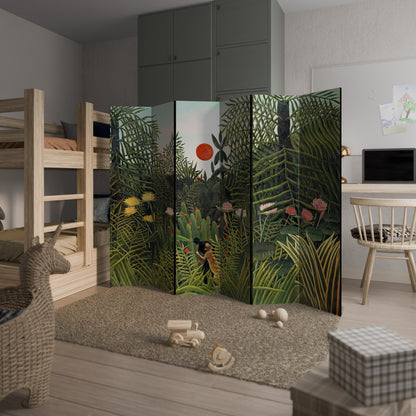 FORESTA VERGINE CON TRAMONTO Divisorio decorativo per ambienti a 6 pannelli