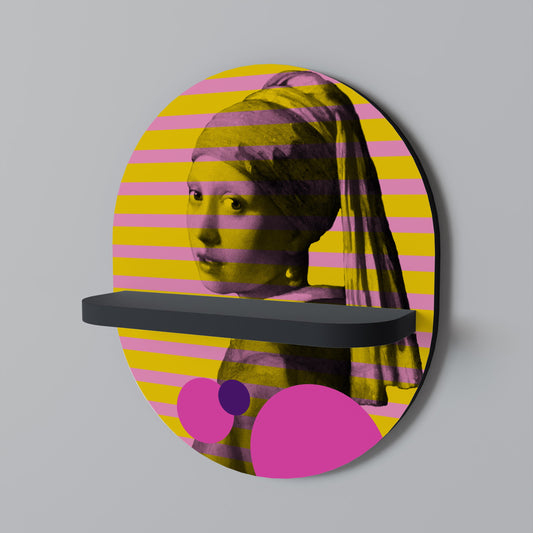 HER WITH A PEARL Oval Art Shelf In Black Finish