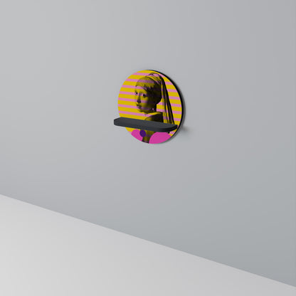 HER WITH A PEARL Round Art Shelf In Black Finish