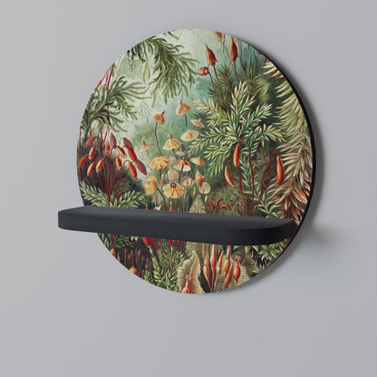 MUSCINAE LAUBMOOSE Round Art Shelf In Black Finish