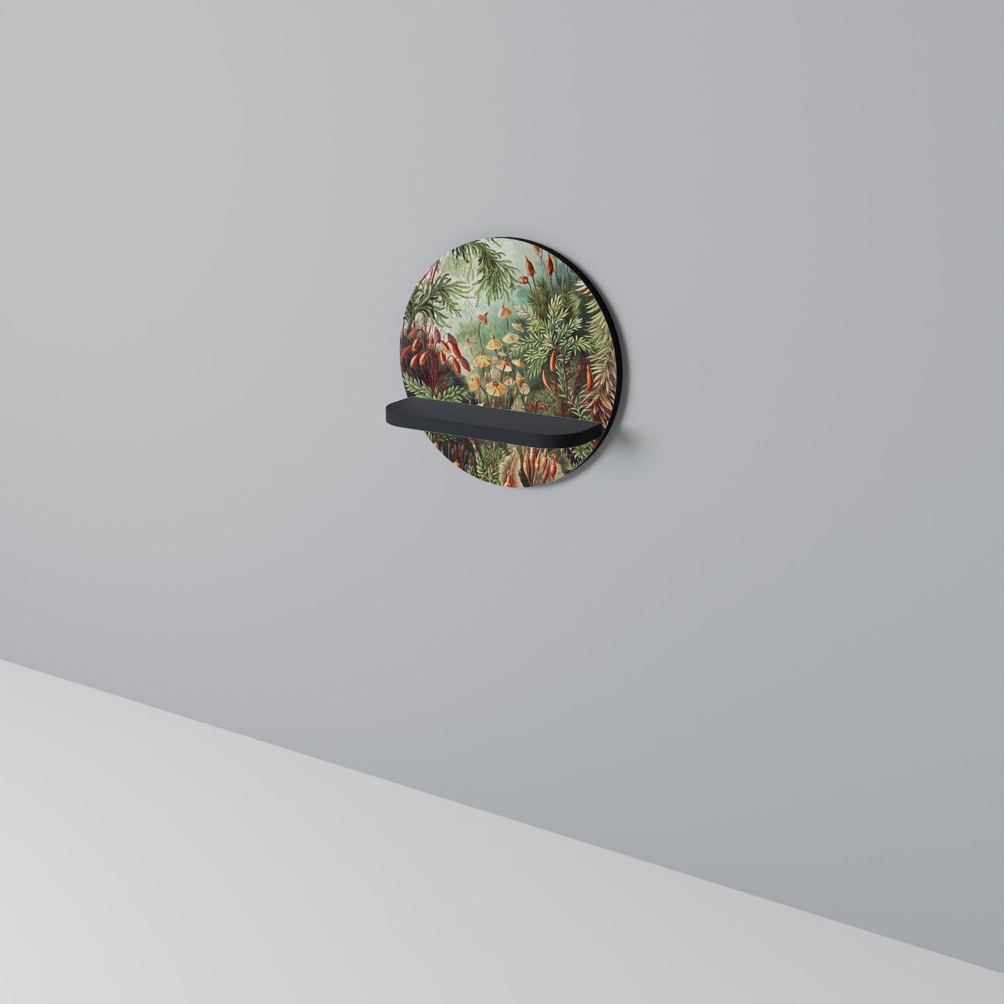 MUSCINAE LAUBMOOSE Round Art Shelf In Black Finish