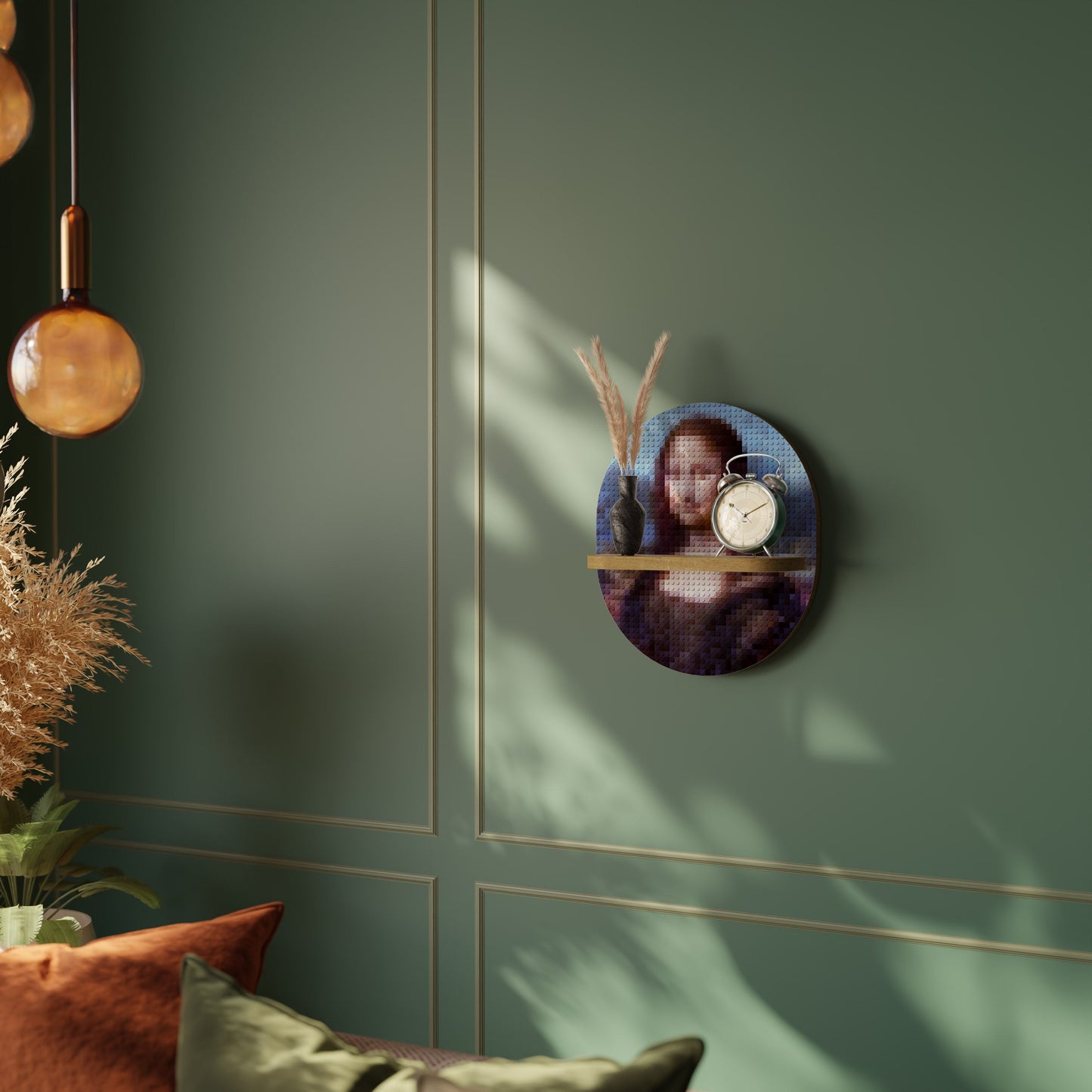 CONSTRUCTIVE ART Mensola Ovale Decorativa in Effetto Rovere