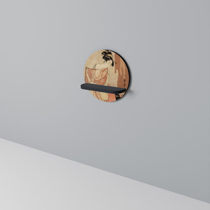 WOMAN, CAT AND EXTRA BROWN Mensola Rotonda Decorativa con Finitura Nera