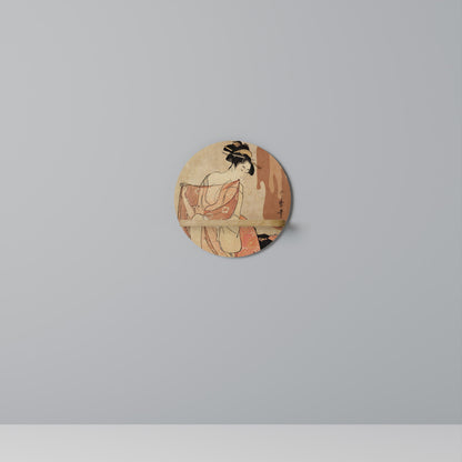 WOMAN, CAT AND EXTRA BROWN Mensola Rotonda Decorativa in Effetto Rovere