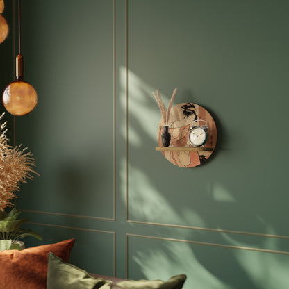 WOMAN, CAT AND EXTRA BROWN Mensola Rotonda Decorativa in Effetto Rovere