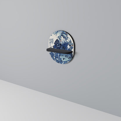 JAPANESE WOMAN Oval Art Shelf In Black Finish