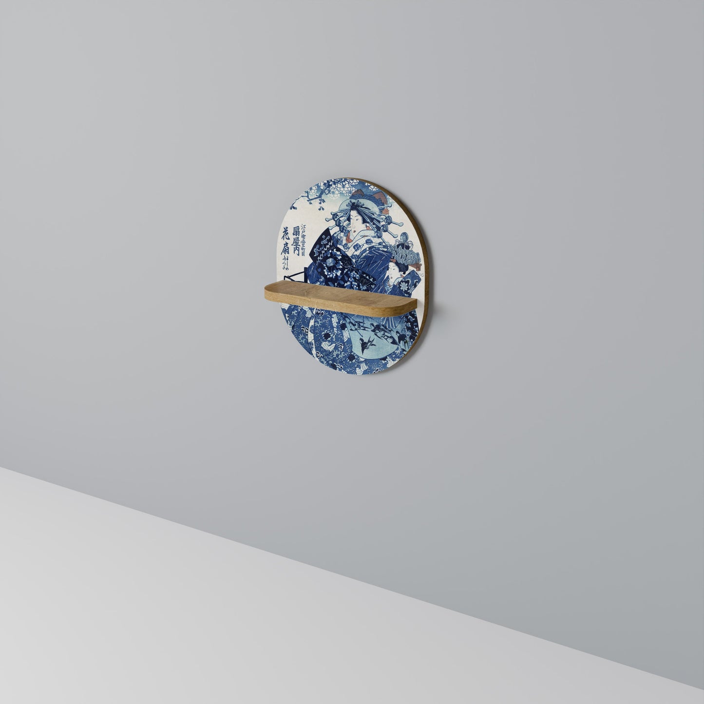 JAPANESE WOMAN Mensola Ovale Decorativa in Effetto Rovere