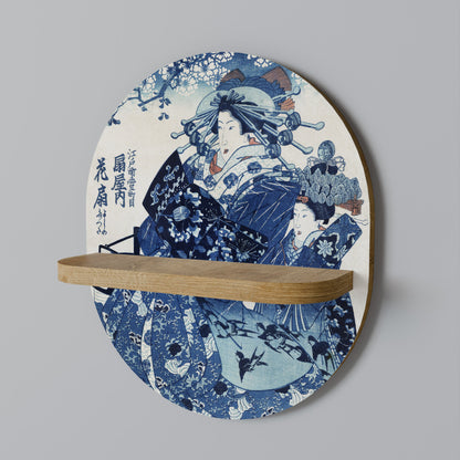 JAPANESE WOMAN Mensola Ovale Decorativa in Effetto Rovere