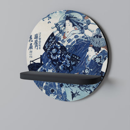 JAPANESE WOMAN Mensola Rotonda Decorativa con Finitura Nera