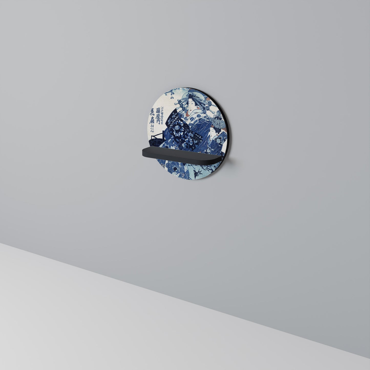 JAPANESE WOMAN Mensola Rotonda Decorativa con Finitura Nera