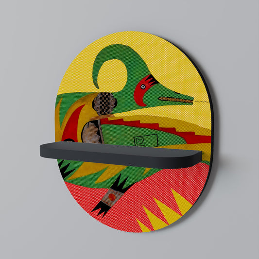 EXPRESSIVE AVANYU Oval Art Shelf In Black Finish