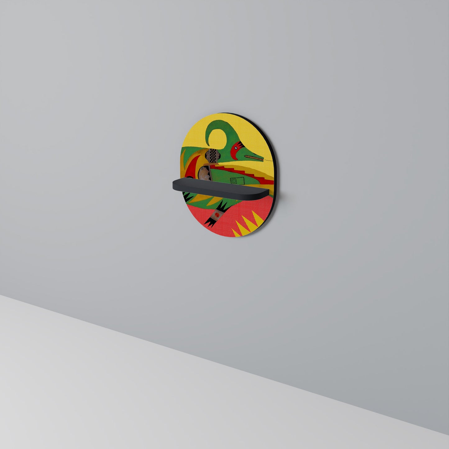 EXPRESSIVE AVANYU Oval Art Shelf In Black Finish