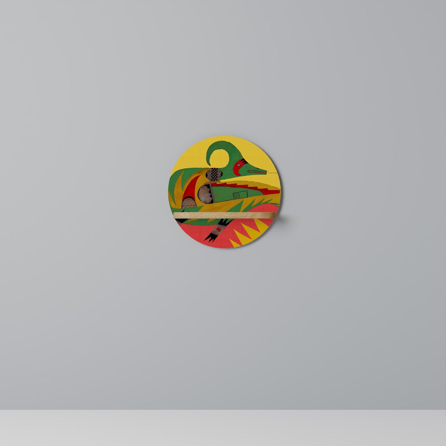 EXPRESSIVE AVANYU Round Art Shelf In Oak Effect