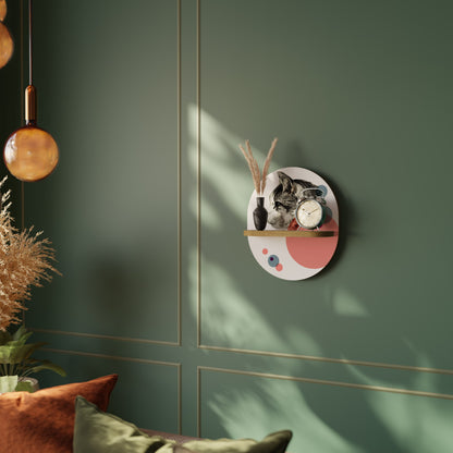 BUBBLE CAT SKETCH Mensola Ovale Decorativa in Effetto Rovere