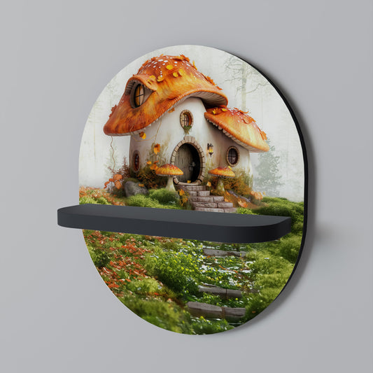 MYSTIC TOADSTOOL Oval Art Shelf In Black Finish