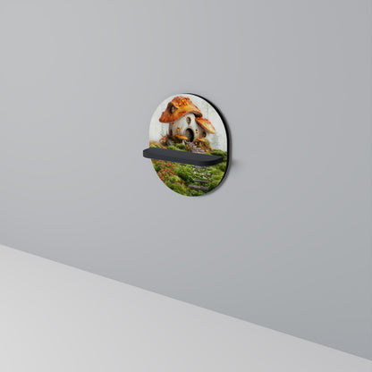 MYSTIC TOADSTOOL Oval Art Shelf In Black Finish