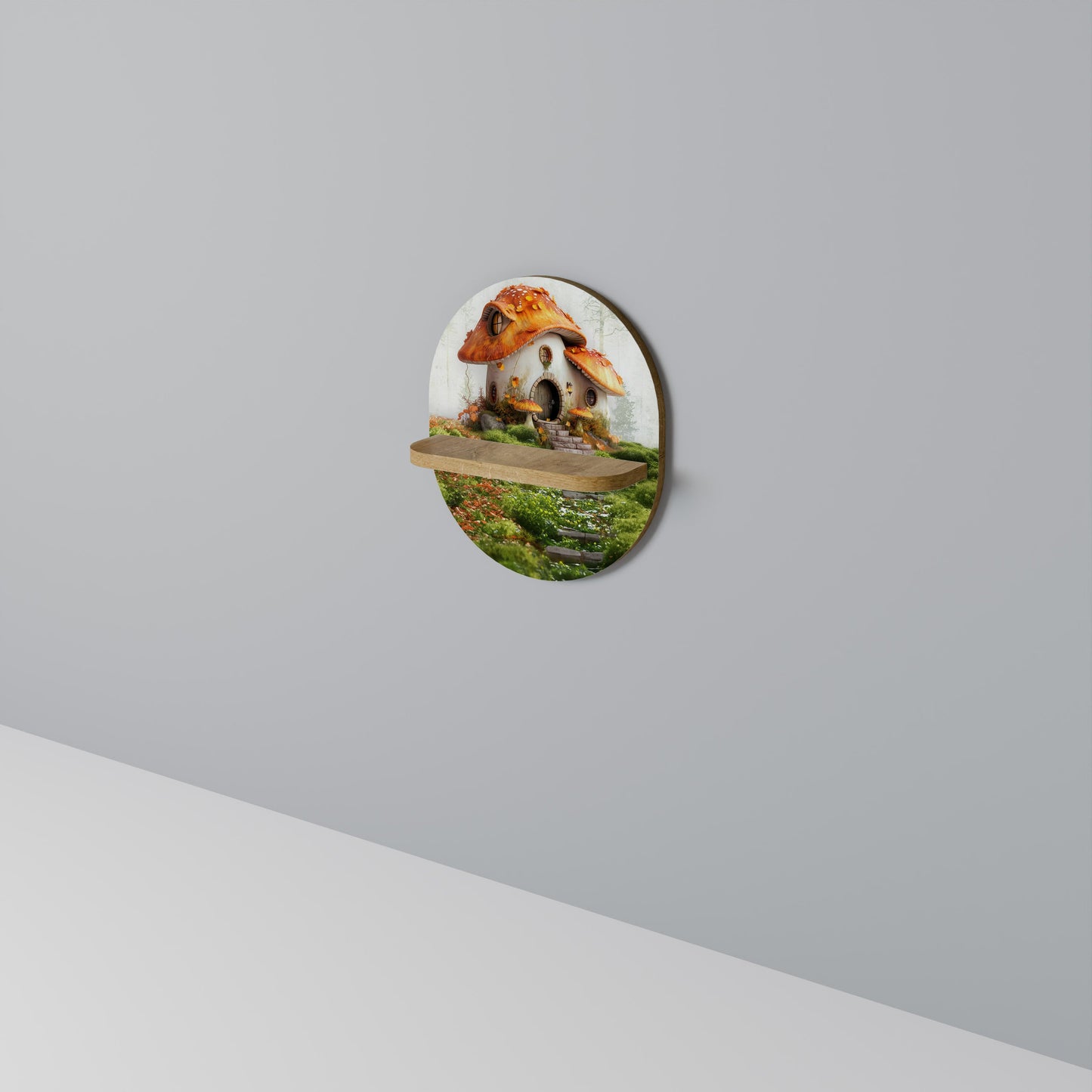 MYSTIC TOADSTOOL Mensola Ovale Decorativa in Effetto Rovere