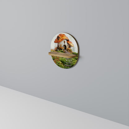 MYSTIC TOADSTOOL Mensola Ovale Decorativa in Effetto Rovere