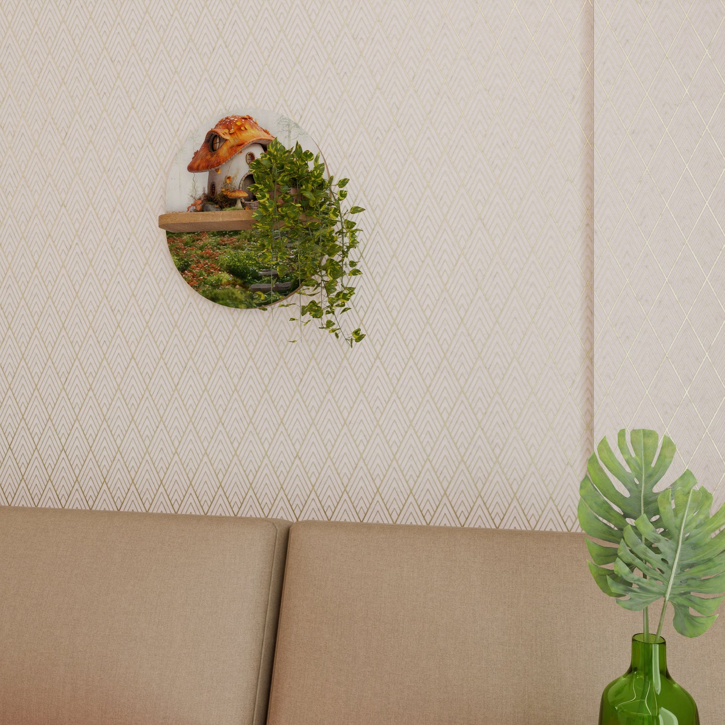 MYSTIC TOADSTOOL Mensola Ovale Decorativa in Effetto Rovere