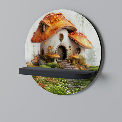 MYSTIC TOADSTOOL Mensola Rotonda Decorativa con Finitura Nera