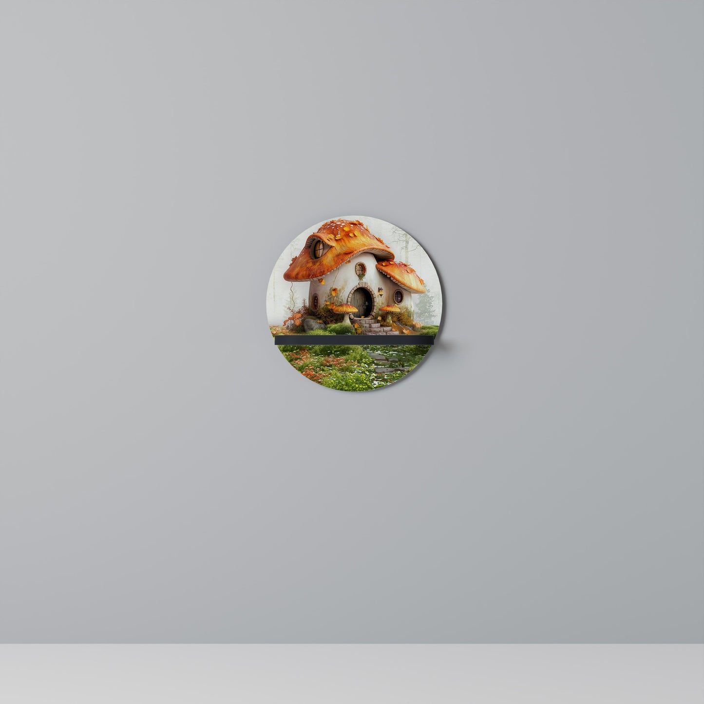 MYSTIC TOADSTOOL Mensola Rotonda Decorativa con Finitura Nera