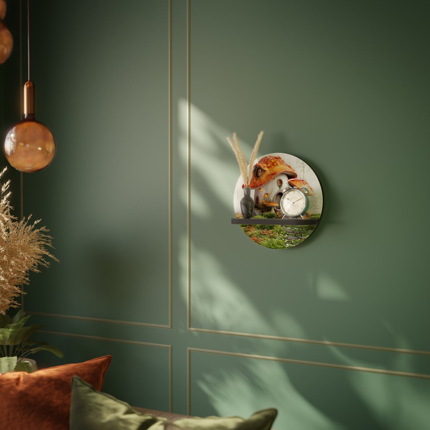 MYSTIC TOADSTOOL Mensola Rotonda Decorativa con Finitura Nera