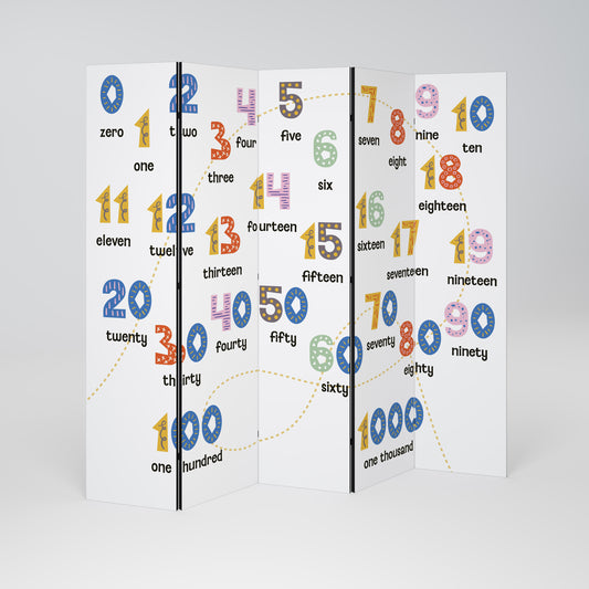 COUNTING LESSON Decorative 5-Panel Room Divider