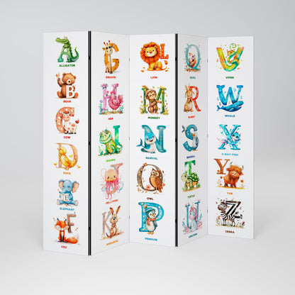 JOYFUL LETTERS Decorative 5-Panel Room Divider
