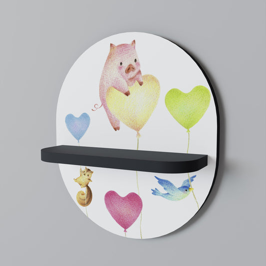 BALLOON FRIENDS Oval Art Shelf In Black Finish