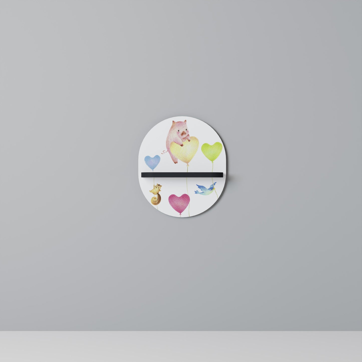 BALLOON FRIENDS Oval Art Shelf In Black Finish