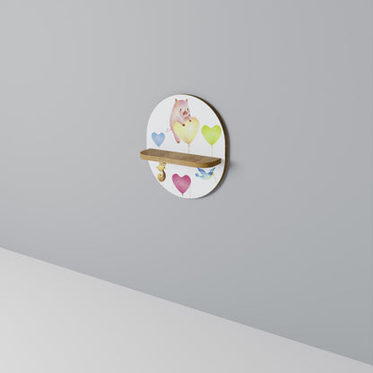 BALLOON FRIENDS Mensola Ovale Decorativa in Effetto Rovere