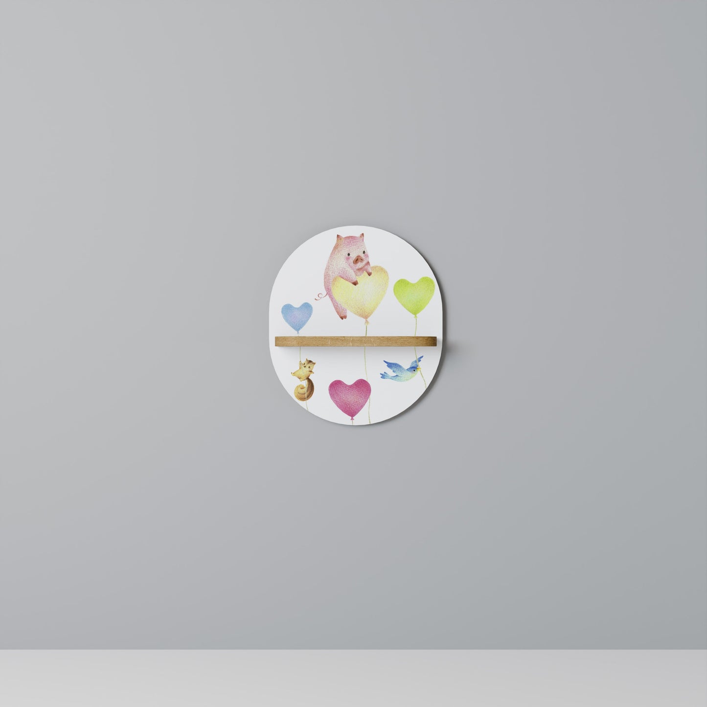 BALLOON FRIENDS Mensola Ovale Decorativa in Effetto Rovere