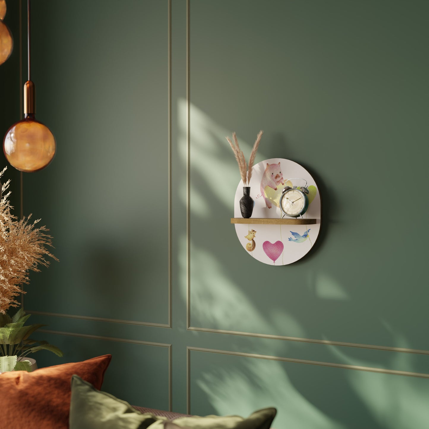 BALLOON FRIENDS Mensola Ovale Decorativa in Effetto Rovere