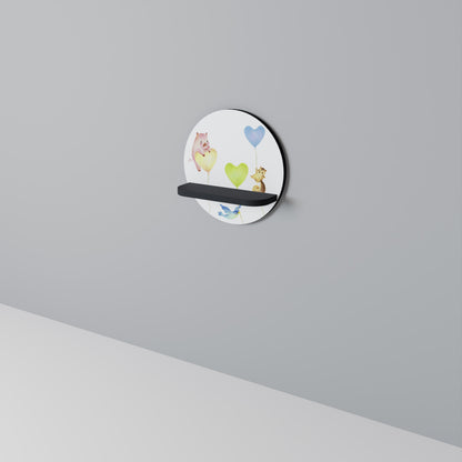 BALLOON FRIENDS Mensola Rotonda Decorativa con Finitura Nera