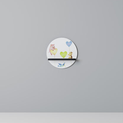 BALLOON FRIENDS Mensola Rotonda Decorativa con Finitura Nera