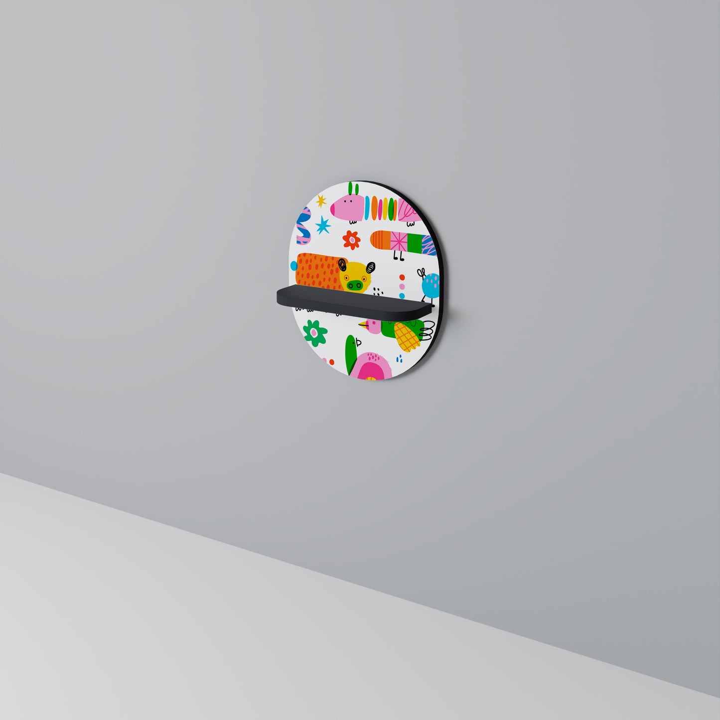 POWER OF IMAGINATION Oval Art Shelf In Black Finish