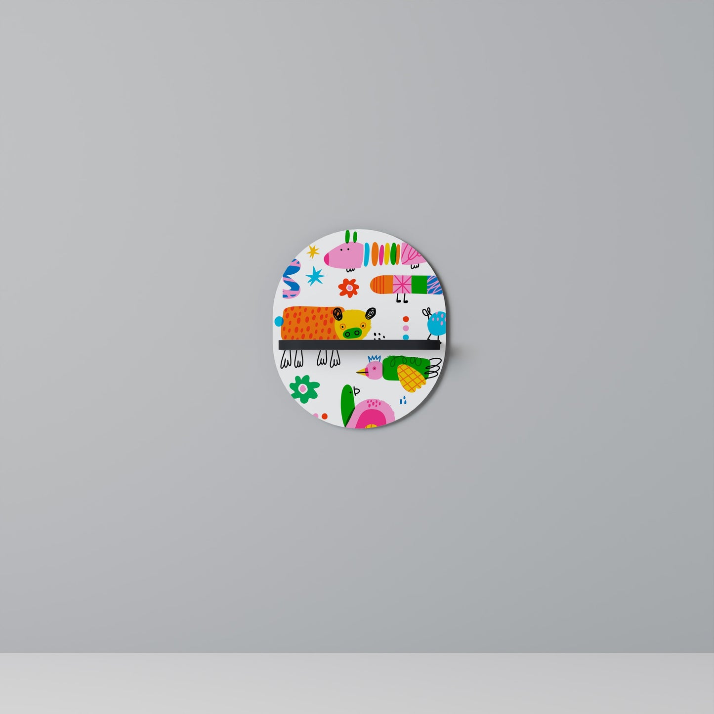 POWER OF IMAGINATION Oval Art Shelf In Black Finish