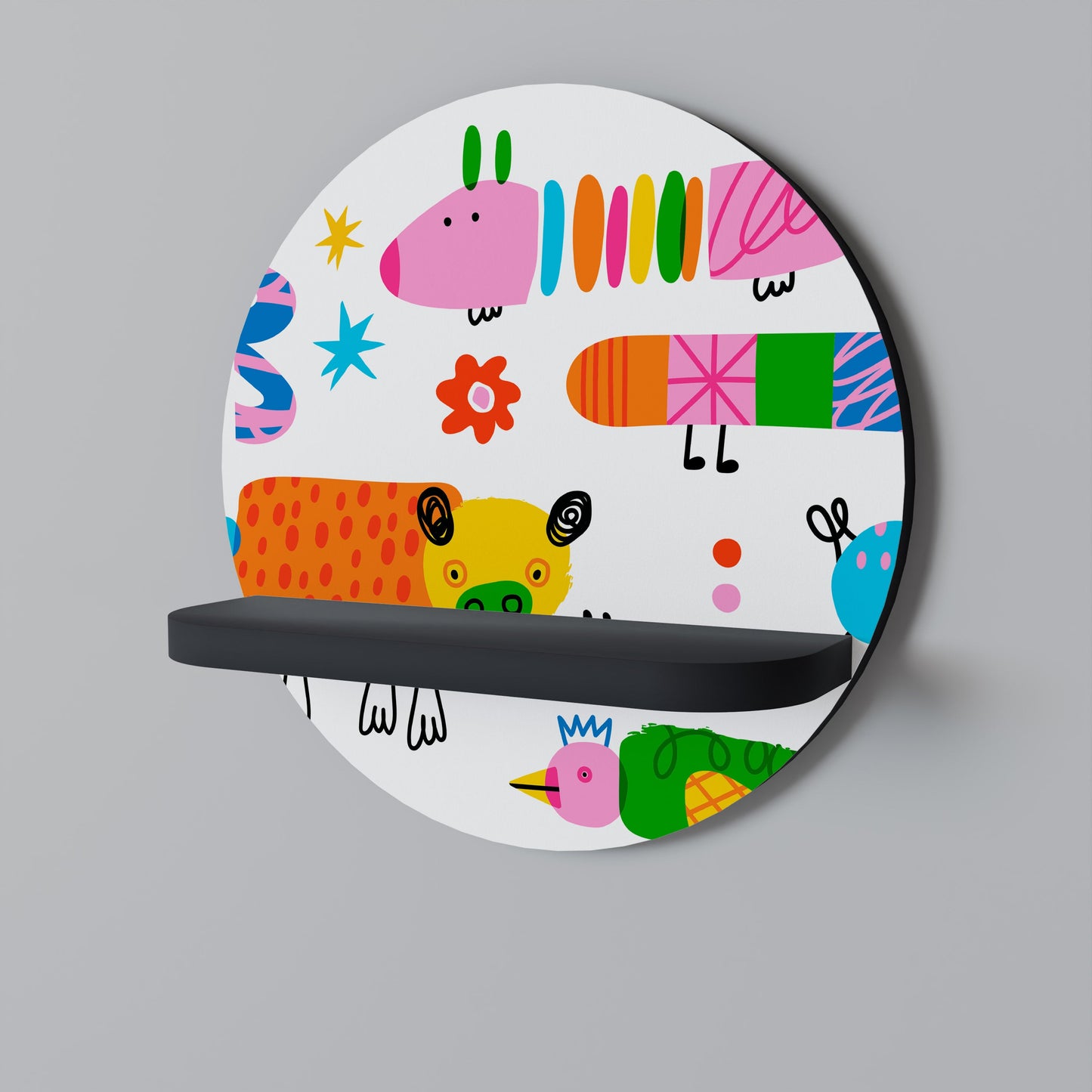 POWER OF IMAGINATION Mensola Rotonda Decorativa con Finitura Nera