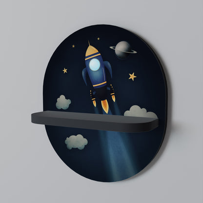 STELLAR SWING Oval Art Shelf In Black Finish