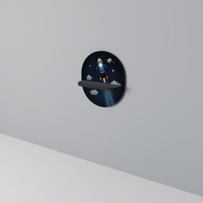 STELLAR SWING Oval Art Shelf In Black Finish