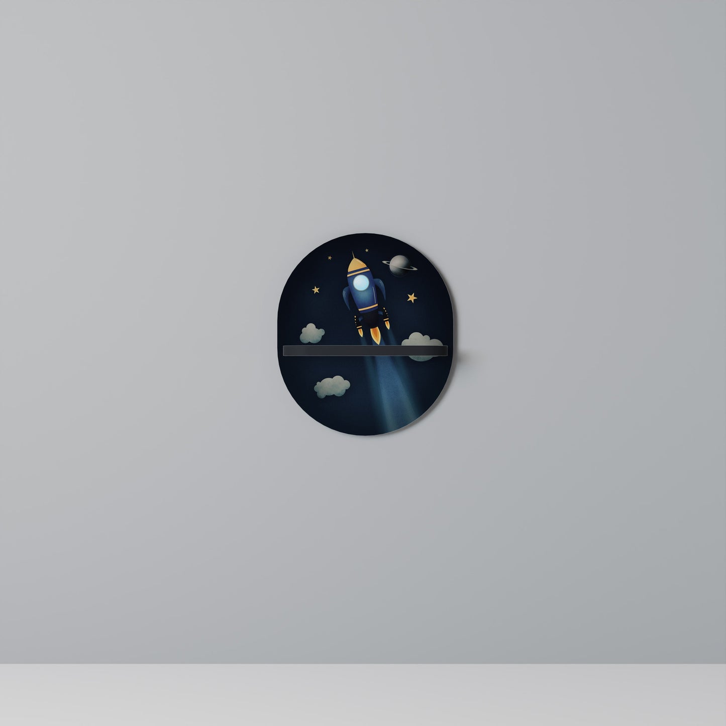 STELLAR SWING Oval Art Shelf In Black Finish