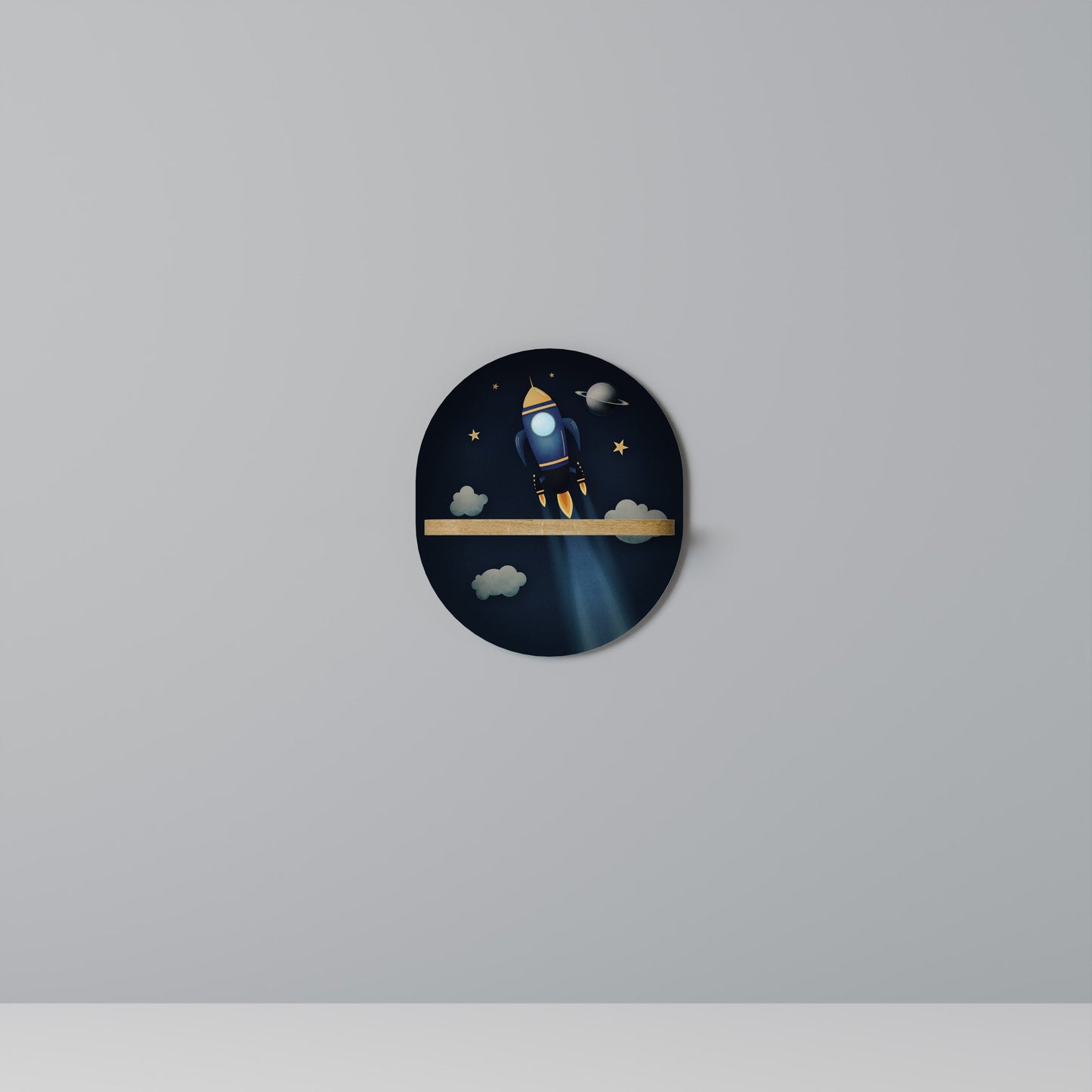 STELLAR SWING Oval Art Shelf In Oak Effect